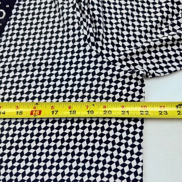 Michael Kors Womens Pullover Stretch Geometric Grommet V-Neck Long Sleeve Top XL - Picture 8 of 10